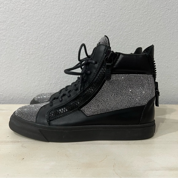 Giuseppe Zanotti Black Leather Studded High Tops